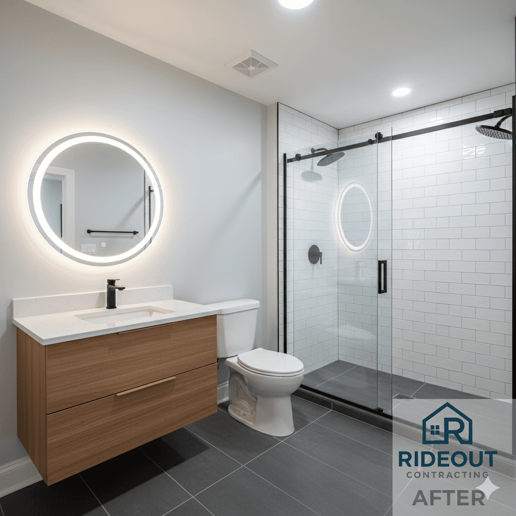 Modern Bathroom Transformation - After renovation by Rideout Contracting