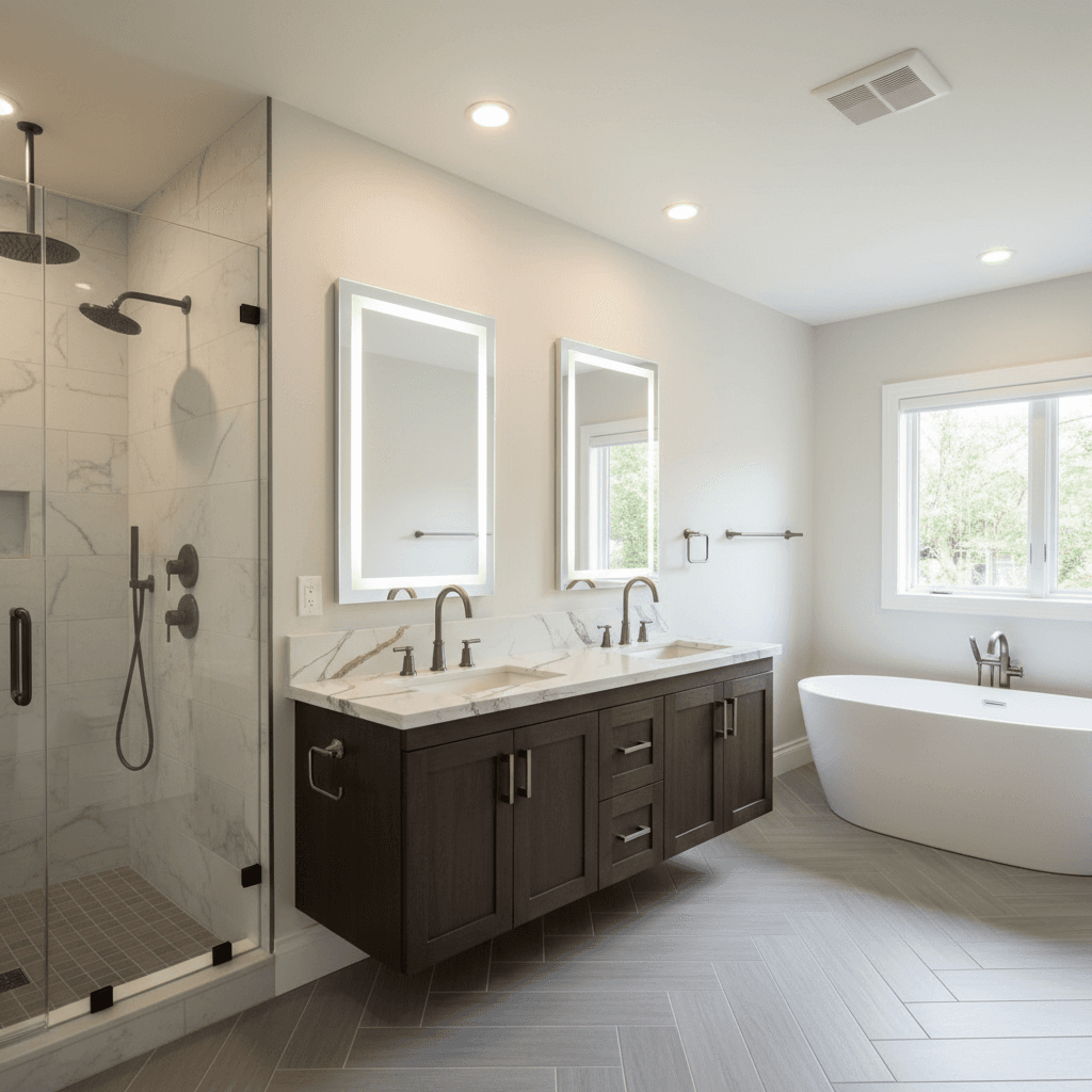 Luxury Master Bathroom Remodel - After renovation by Rideout Contracting