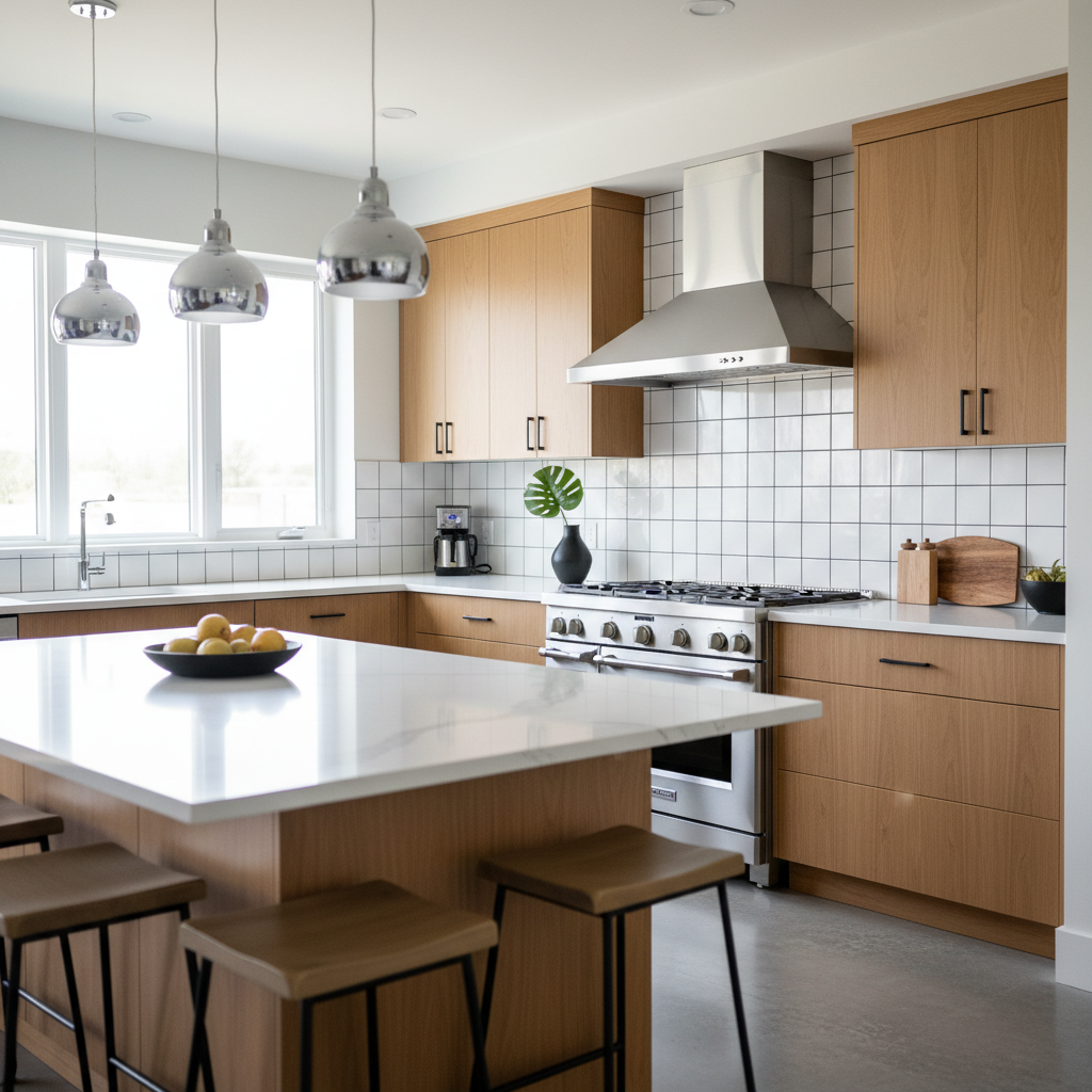 Professional Backsplash Installation - Modern Kitchen with White Subway Tile