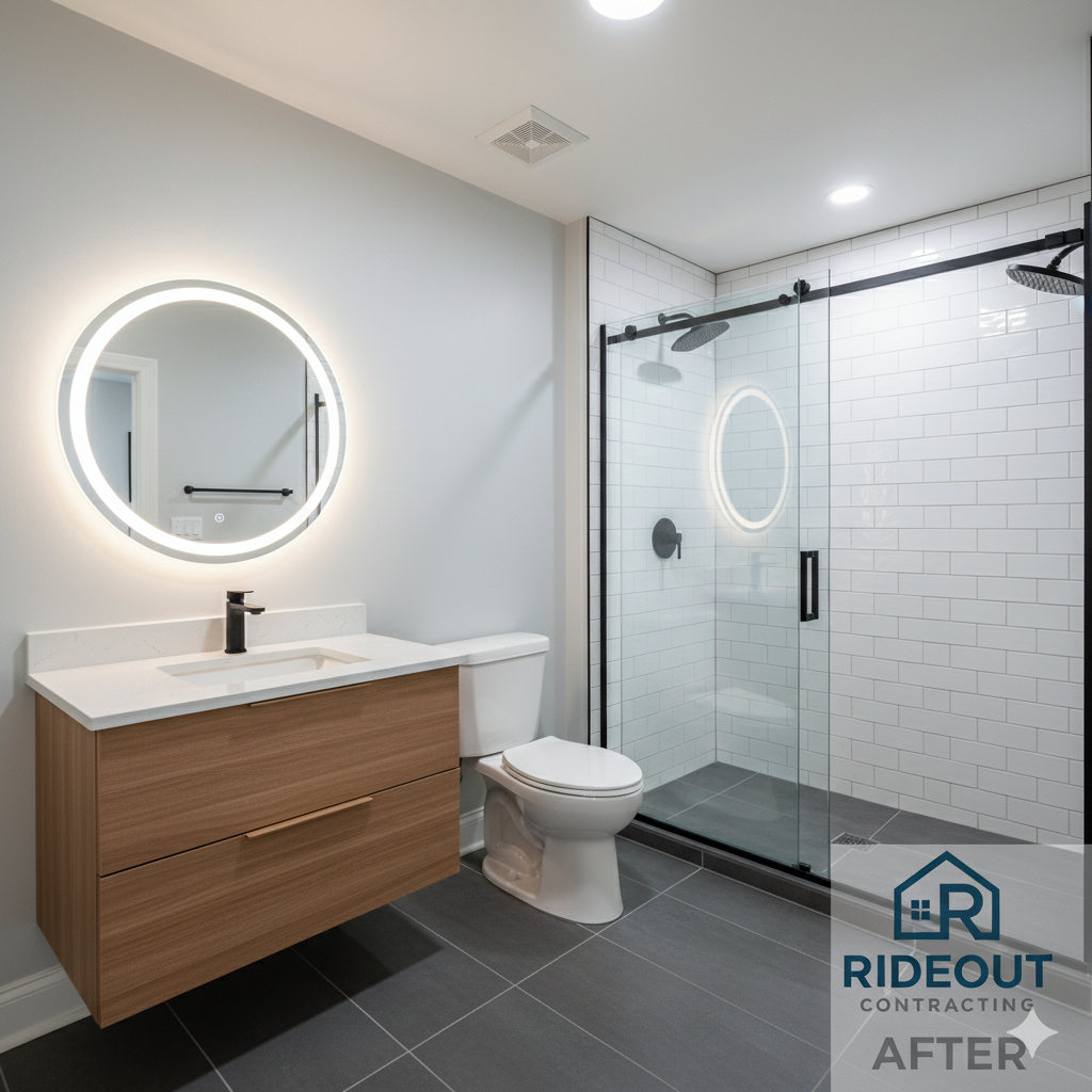 Modern Bathroom Transformation - After renovation by Rideout Contracting