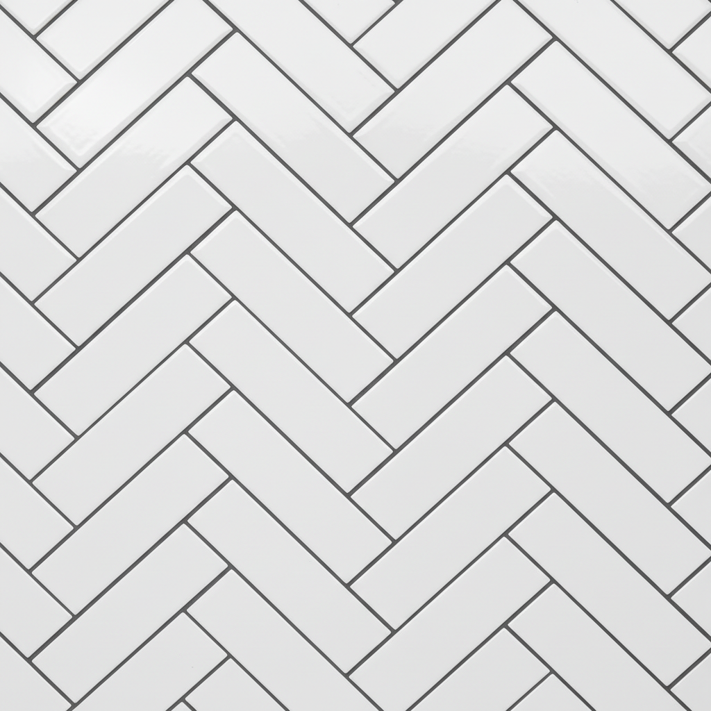 Herringbone White (Dark Grout)